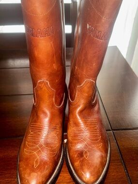 Boulet Woman’s Cognac Brown Leather Western Boots